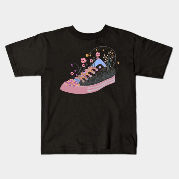 Converse in Bloom - multi Kids T-Shirt by The3rdMeow